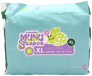 Изображение товара Трусики-подгузники Планета минизавров XL 12-17кг 38шт