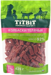 Изображение товара Лакомство для собак TiTBiT Колбаски телячьи 420г