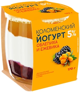 Изображение товара Йогурт Коломенский Облепиха-Ежевика 5% 170г