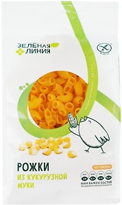 Изображение товара Макароны Зеленая Линия Рожок из кукурузной муки 250г