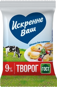 Изображение товара Творог Искренне Ваш 9% 180г