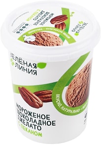 Изображение товара Мороженое Зеленая линия молочное Шоколадное Джелато с пеканом 6% 300г
