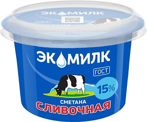 Изображение товара Сметана Экомилк 15% 180г