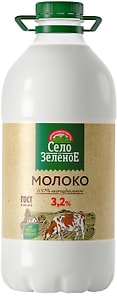Изображение товара Молоко Село Зеленое пастеризованное 3.2% 1.947л