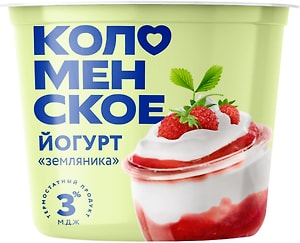 Изображение товара Йогурт Коломенское Земляника 3.0% 130г