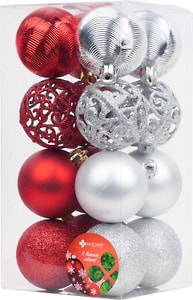 Изображение товара Набор елочных шаров Маркет Морозный 6см 16шт