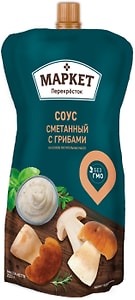 Изображение товара Соус Маркет Перекресток на основе растительных масел Сметанный с грибами 42% 242мл