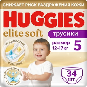 Изображение товара Подгузники трусики Huggies Elite Soft 12-17кг 5 размер 34шт