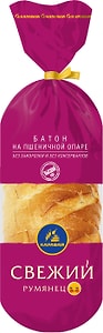 Изображение товара Хлеб Каравай Батон на пшеничной опаре свежий румянец 400г