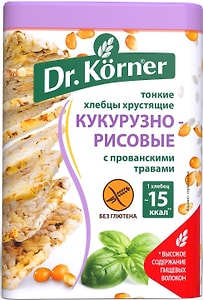 Изображение товара Хлебцы Dr.Korner Кукурузно-рисовые с прованскими травами без глютена 100г