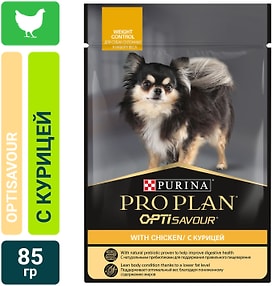 Изображение товара Влажный корм для собак Pro Plan OptiSavour с курицей 85г