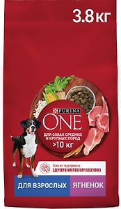 Изображение товара Сухой корм для собак Purina ONE для средних и крупных пород с ягненком и рисом 3.8кг