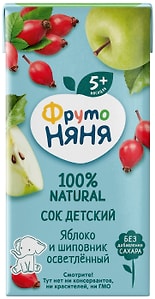 Изображение товара Сок ФрутоНяня Яблоко и шиповник с 5 месяцев 200мл