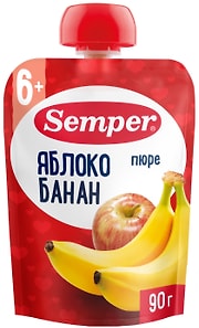 Изображение товара Пюре Semper Яблоко банан с 6 месяцев 90г