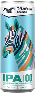 Изображение товара Пиво Горьковская пивоварня IPA светлое нефильтрованное пастеризованное безалкогольное 330мл