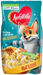 Изображение товара Сухой завтрак Любятово Медовые шарики и звездочки 420г