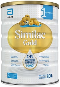 Изображение товара Смесь молочная детская Similac Голд 1 с 2-FL для иммунитета и комфортного пищеварения с рождения 800г