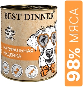 Изображение товара Влажный корм для собак Best Dinner Натуральная индейка 340г