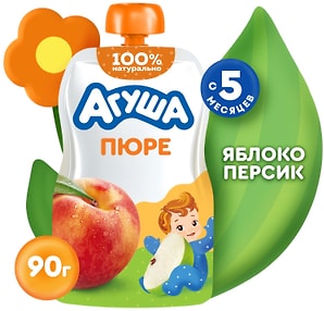 Изображение товара Пюре Агуша Яблоко-персик 90г