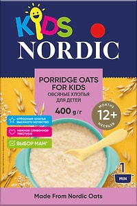 Изображение товара Хлопья овсяные Nordic Kids для детей 400г
