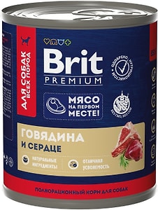 Изображение товара Влажный корм для собак Brit Premium Говядина и сердце 750г