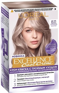 Изображение товара Крем-краска для волос Loreal Paris Excellence Cool Creme 8.11 Ультрапепельный светло-русый