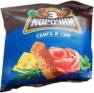 Изображение товара Сухарики Три Корочки Семга и сыр 100г