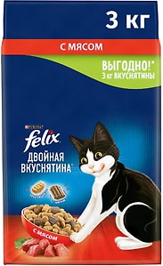 Изображение товара Сухой корм для кошек Felix Двойная Вкуснятина с мясом 3кг