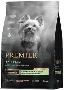 Изображение товара Сухой корм для собак Premier Dog Lamb&Turkey Adult Mini Свежее мясо ягненка с индейкой 3кг