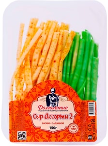 Изображение товара Сыр чечил Долголетие спагетти 2 слоистый ассорти 45% 150г