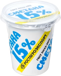 Изображение товара Сметана Ростагроэкспорт 15% 320г