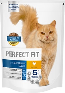 Изображение товара Сухой корм для домашних кошек Perfect Fit полнорационный с курицей 650г