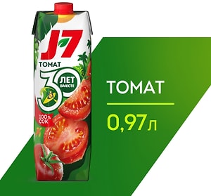 Изображение товара Сок J-7 100% Томатный с мякотью 970мл