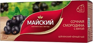 Изображение товара Чай Майский Сочная смородина с мятой и кусочками смородины черный 25пак*15г