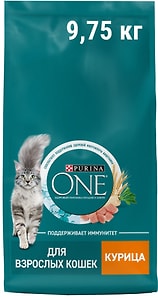 Изображение товара Сухой корм для кошек Purina ONE для взрослых с курицей 9.75кг