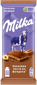Изображение товара Шоколад Milka Молочный с добавлением ореховой пасты из фундука и с дробленым фундуком 80г
