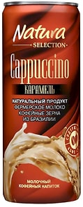 Изображение товара Напиток кофейный Natura Selection молочный Cappuccino Карамель 2.6% 220мл