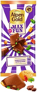 Изображение товара Шоколад Alpen Gold Max Fan Молочный Взрывная карамель Мармелад Печенье140г