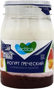 Изображение товара Йогурт Lactica Греческий двухслойный с инжиром и курагой 3% 190г