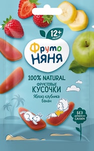 Изображение товара Кусочки фруктовые ФрутоНяня Яблоко клубника банан 15г