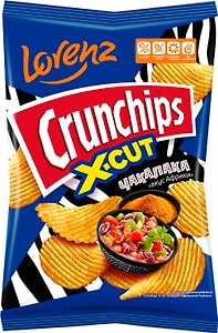 Изображение товара Чипсы картофельные рифленые LORENZ Crunchips X-Cut со вкусом африканской Чакалаки 130г
