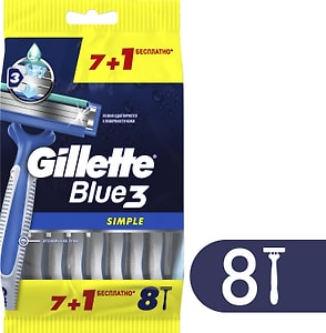 Изображение товара Бритва Gillette Blue Simple 3 одноразовые 8шт