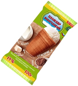 Изображение товара Мороженое Вологодский пломбир в вафельном стаканчике 15% 100г