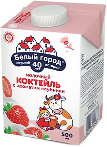Изображение товара Коктейль молочный Белый город Клубника 1.5% 500мл