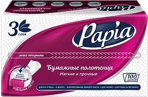 Изображение товара Полотенца бумажные Papia V-fold 100шт в ассортименте