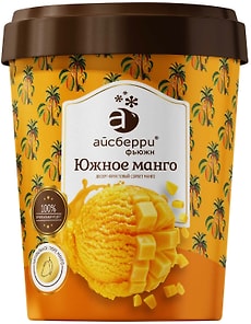 Изображение товара Десерт Айсберри Фьюжн фруктовый Сорбет Манго с кусочками манго 350г