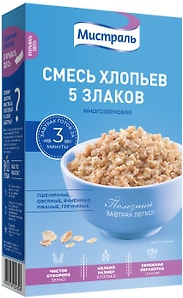 Изображение товара Хлопья Мистраль Смесь 5 злаков 400г