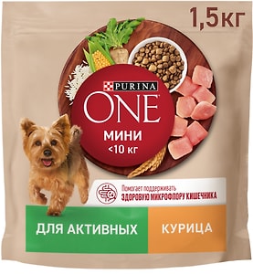 Изображение товара Сухой корм для собак Purina ONE для мелких пород с курицей и рисом 1.5кг