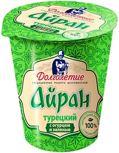 Изображение товара Айран Долголетие Турецкий с огурцом и зеленью 1.8% 180г