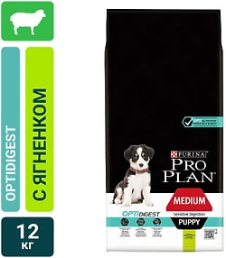 Изображение товара Сухой корм для щенков Pro Plan Optidigest Medium Puppy Sensitive Digestion для средних пород для улучшения пищеварения с ягненком 12кг